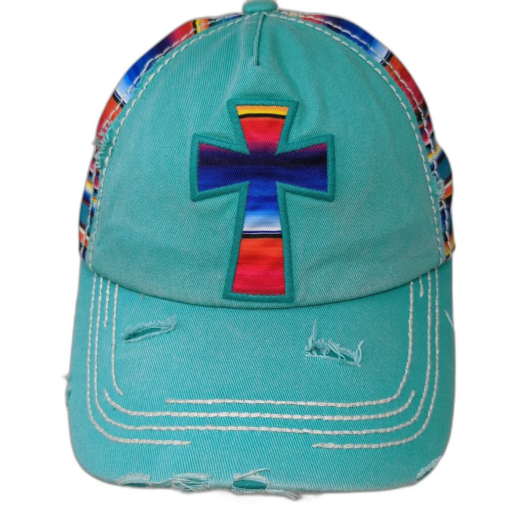 KBETHOS Baseball Cap Green OSFM Serape Cross Distressed Strapback Hat Western